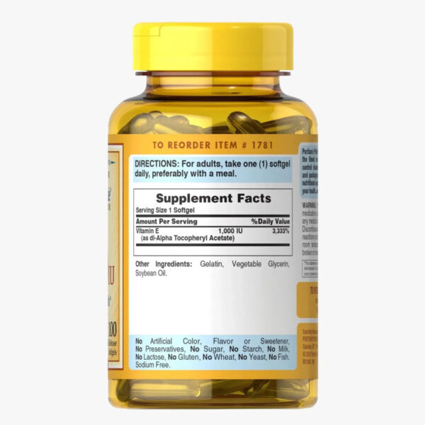 Vitamin E Softgels 100 PURITANS PRIDE - Image 2